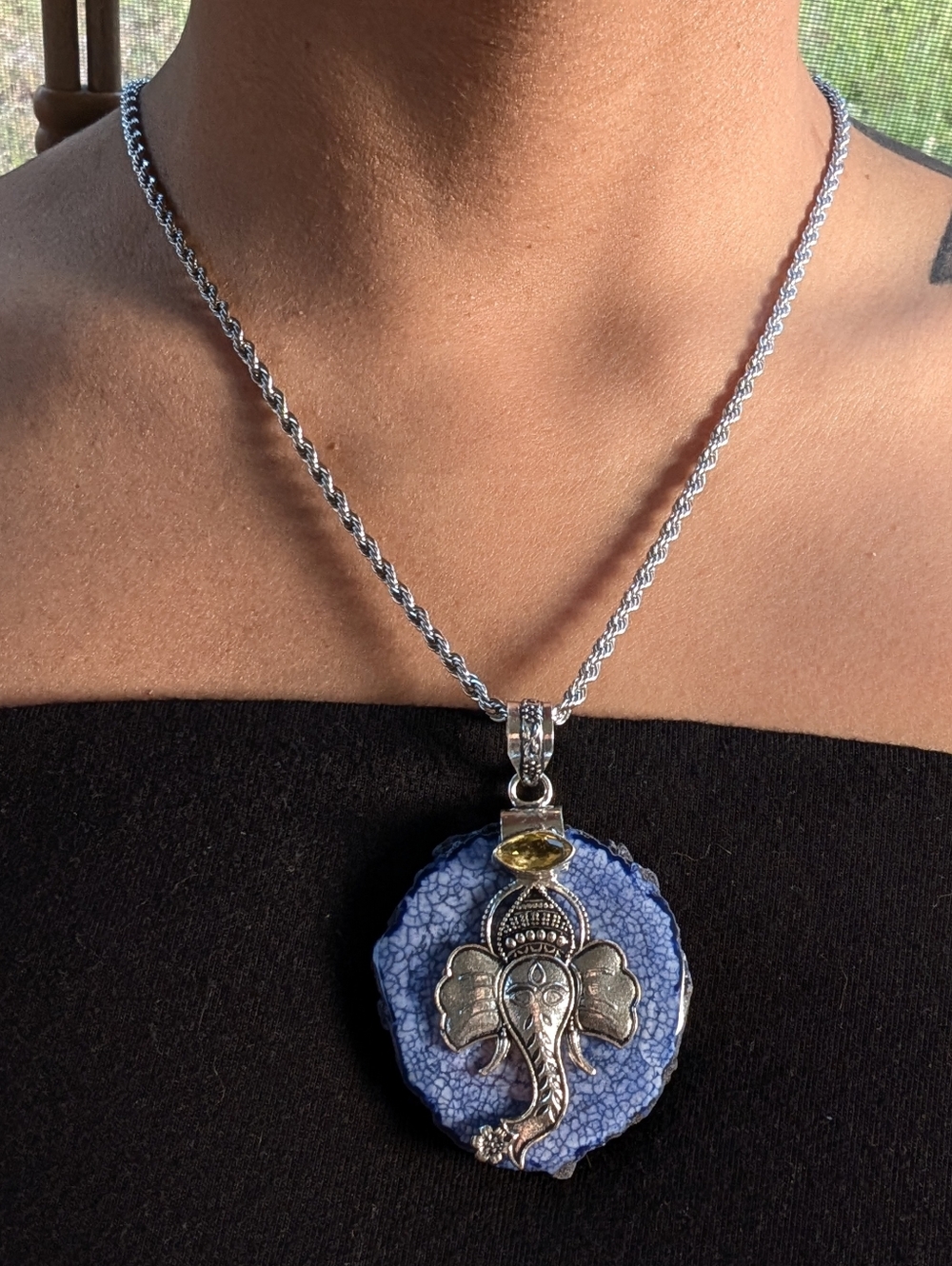Sterling Silver Ganesha Pendant Necklace